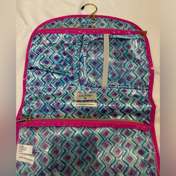 Lilly Pulitzer Blue & Pink Patterned Hanging Travel Cosmetic Jewelry Organizer - Picture 9 of 11